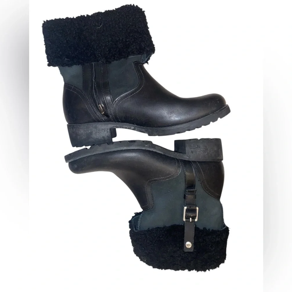 Ugg Bellevue Leather Shearling Ankle Boots